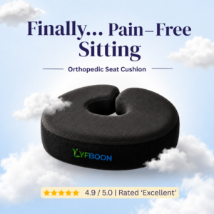 Seat Cushion For Pain Free Sitting |  Memory Foam Support for Lower Back, Tailbone & Sciatica Relief | Chair & Car Use