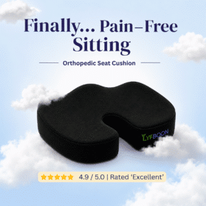 Seat Cushion For Pain Free Sitting | Memory Foam Support for Lower Back, Tailbone & Sciatica Relief | Chair & Car Use